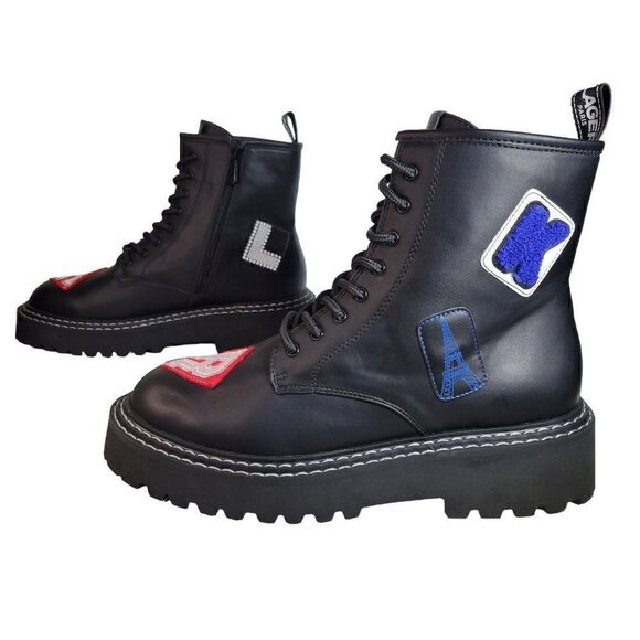 Karl Lagerfeld Paris Dixie Patched Combat Boots (Size 11M) - Picture 4 of 9